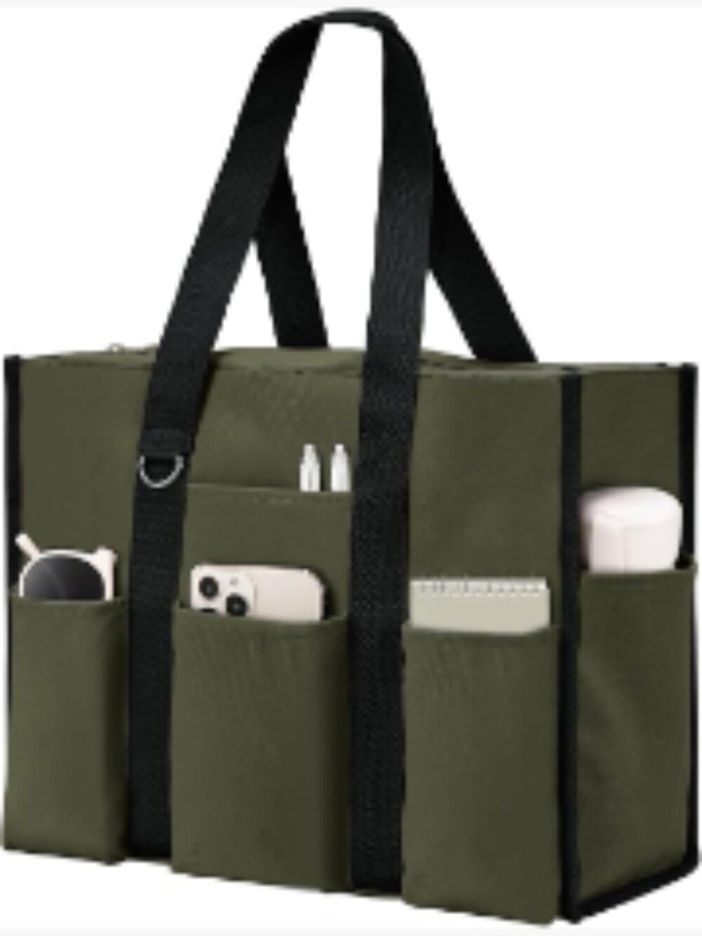 Large Waterproof Tote Bag for Women 12 Pockets Top Zipper Closure Work Nurse